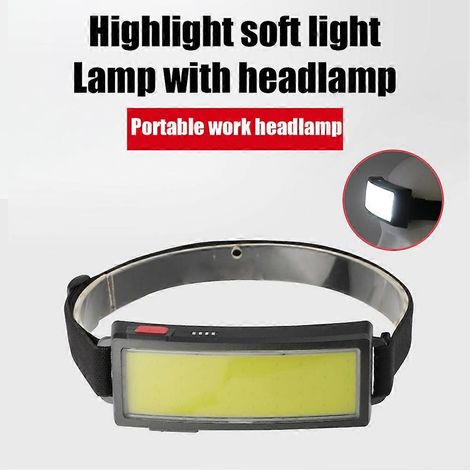 Lampe frontale puissante à LED COB rechargeable par USB, lanterne et lampe de poche d'extérieur pour le vélo, le camping et la pêche nocturne.
