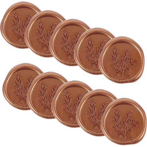 10 autocollants de cire pour enveloppes, cachets de mariage, invitations, décorations pour cartes-3.00X3.00X0.20CM-Golden (1/4)
