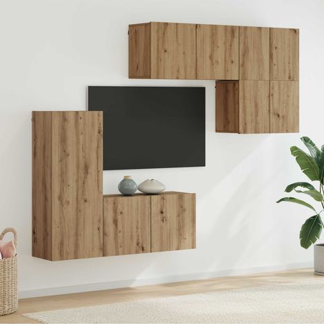 vidaXL TV Wall Unit Wall-mounted 5 pcs Artisan Oak Engineered Wood (1/5)