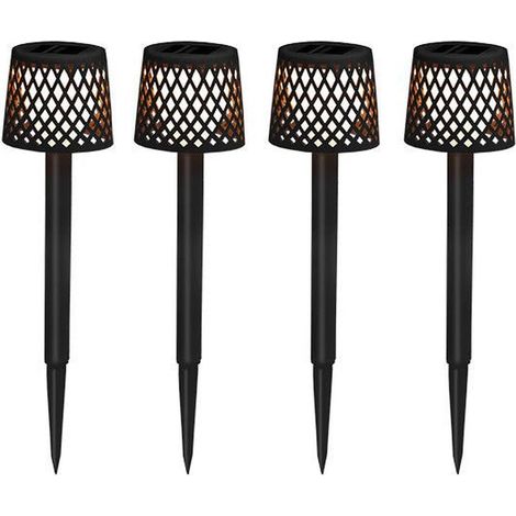 LED Gartenleuchte mit Erdspieß 4er Set Solar Akku 39 cm hoch IP44 3000 K kabellos tragbar Außenlampe Wegeleuchte (1/5)