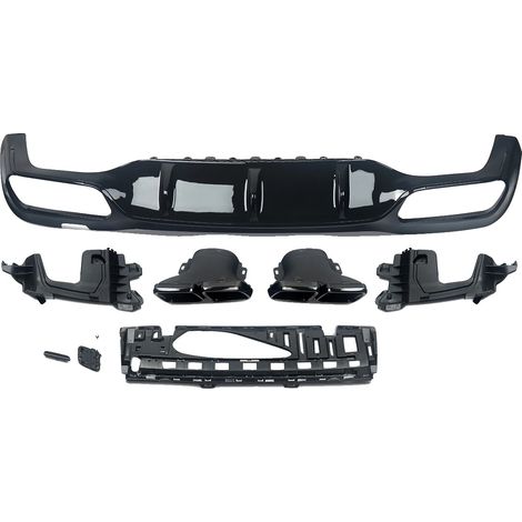 Difusor trasero, estilo AMG E63, reemplazo directo, negro brillante. (1/2)