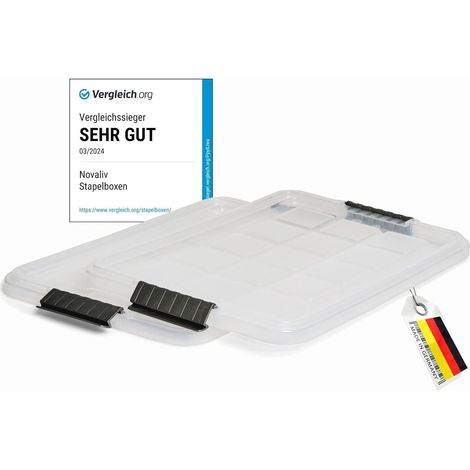 Novaliv 2x Ersatzdeckel 15 Litre avec Clipverschluss 41x29 cm Transparent