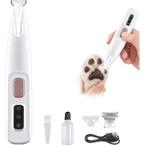 Tondeuse Silencieuse pour Pattes de Chien avec Lumière LED, Tondeuse Professionnelle Rechargeable par USB pour Toilettage de Chiens et Chats, pour Pattes, Yeux, Oreilles, Visage et Corps (F5) (1/5)