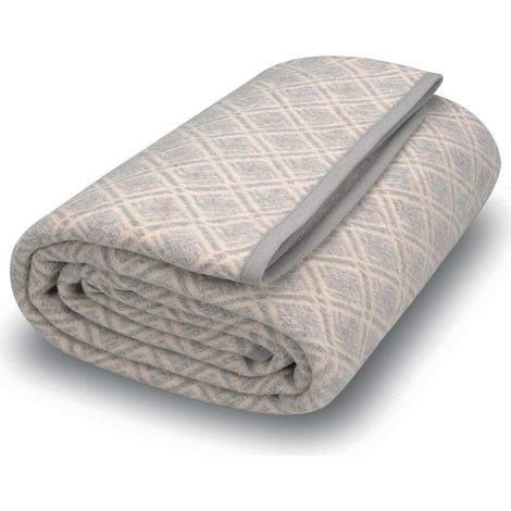 Couverture Mérinos Douce et Chaude 160x200cm Motif Carreaux Gris Lavable (1/5)