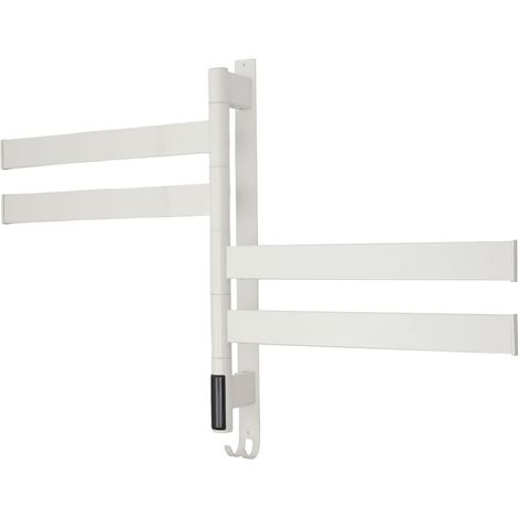 Sèche-Serviettes Électrique, Rotation à 180° Seche Serviette, 480×640mm, 90W, Blanc Porte-Serviettes électrique, Chauffe Serviette Salle de Bain, avec Minuterie et Température Réglable (1/5)