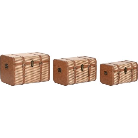 Baul Set 3 Pu Bambu 54X36X36 Marron (1/4)