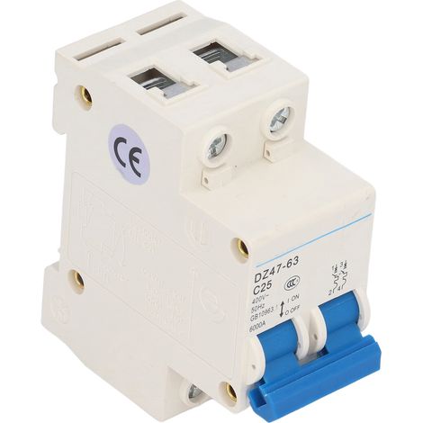 Disjoncteur miniature 2P 400V 25A fixation rail DIN protection basse tension DZ47-63 C25 (1/5)