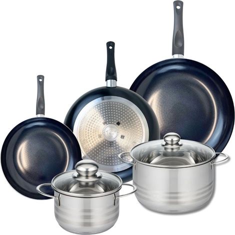 Ensemble de 3 Poêles de cuisson 20, 24 et 28 cm et 2 faitouts 16 et 20 cm Elo Prima Brillant (1/5)