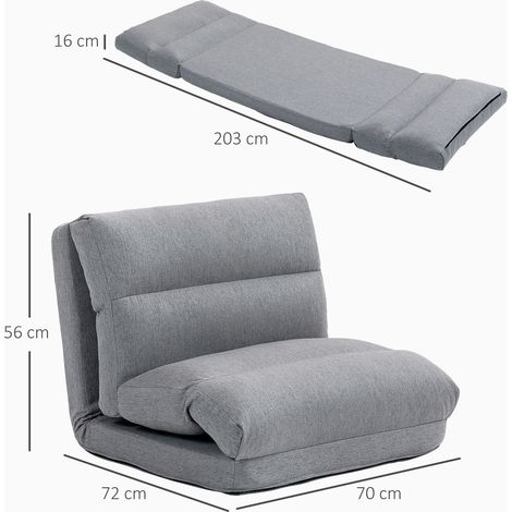 Pouf convertible en lit, dossier inclinable, pliable, jusqu'à 120 kg, 70 x 72 x 56 cm, gris (1/5)