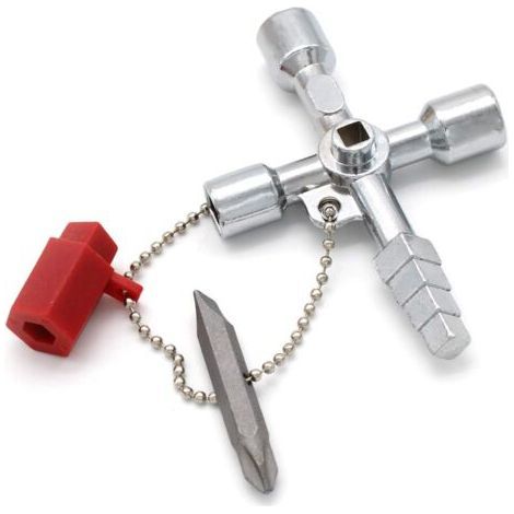 4 Way Universal Multifunction Key for Cabinets, Water, Gas and Electricity Meters (Silver) (1/4)