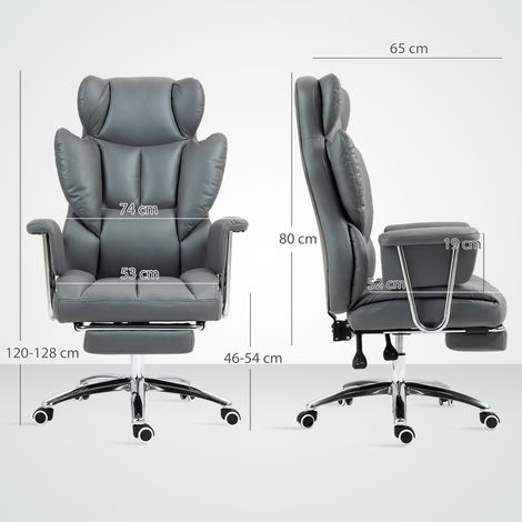 Fauteuil de travail ajustable, basculant et pivotant, avec repose-jambes, assise rembourrée, capacité 120 kg, idéal pour bureau ou espace d'étude, teinte anthracite. (1/5)