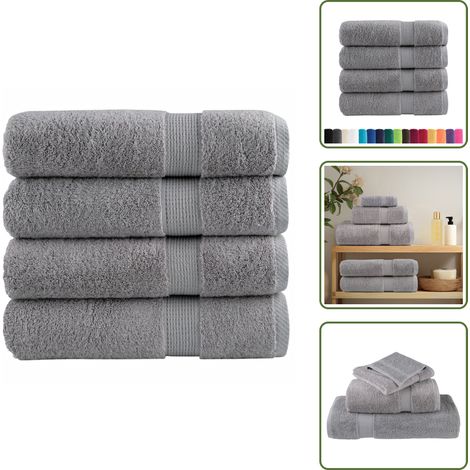 Duschhandtuch - vidaXL Premium Duschtücher SOLUND 4 Stk. Grau 70x140 cm 600 g/m² - Schlaufe (1/5)