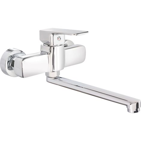 Robinet d'évier de cuisine pivotant mural MARO 28,8 cm en laiton chromé