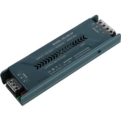 Transformateur LED Driver 220V AC à 24V DC Convertisseur 300W 12.5A Power Supply Ultra Mince Transfo Adaptateur Alimentation, d'alimentation Basse Tension Transfo LED de Tension Constante (1/5)