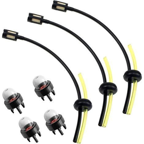 Aiperq – Universelles Kraftstoffschlauch- und Primerpumpen-Set – 3 flexible PVC-Schläuche – 4 Polyurethanpumpen – Kompatibel mit Freischneidern und Kettensägen (1/4)