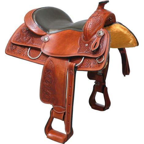 16", rossiccio: Sella western Triple S in cuoio completo di sottopancia