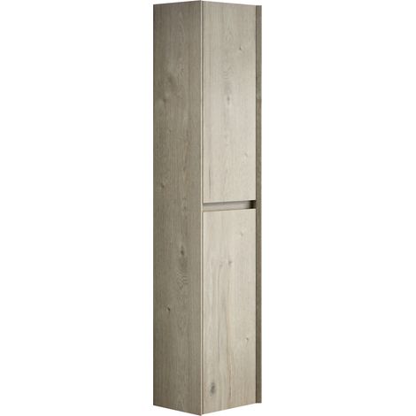 Armoire murale étroite 140 cm pour salle de bain avec 2 portes et étagères intérieures, finition imitation chêne crème (1/5)