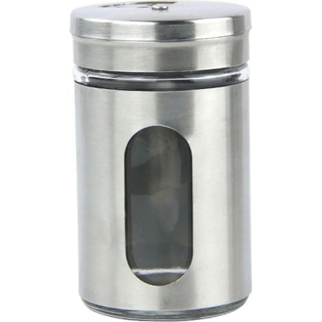 Pot à épices avec saupoudreur intégré, couvercle en acier inoxydable de haute qualité, flacon à épices rond, récipient à épices transparent, ensemble de rangement pour épices avec étiquettes, ensemble (1/5)