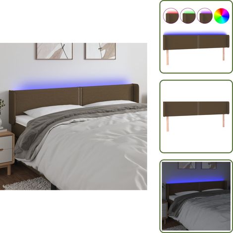 LED Kopfteil Dunkelbraun 203x16x78/88 cm Stoff - LED Kopfteil - Bett Kopfstütze - Kopfteil Mit Beleuchtung - Nachttischlampe - Leselampe