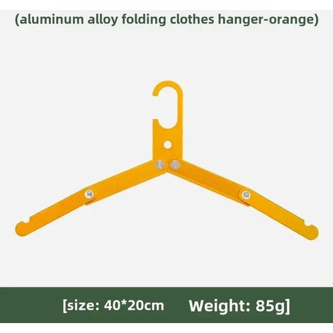 (Jaune) Cintre pliable en alliage d'aluminium pour la maison, le camping et les voyages. Outil EDC portable et pliable. (1/4)