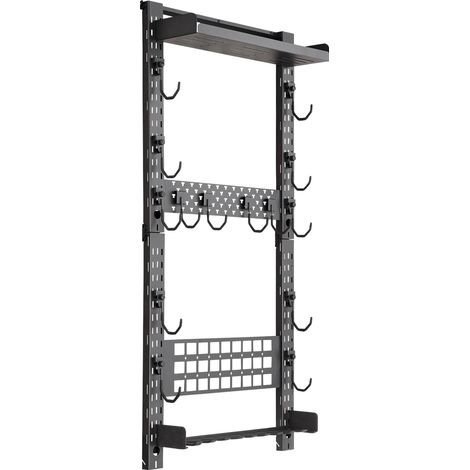 Mophorn Waffenwandhalterung für 5 Gewehre und Zubehör, Gewehrhalter mit J-Haken, zusätzlicher Ablagefläche, Magazinhalter und MOLLE-Panel, Gewehrregal aus Kohlenstoffstahl