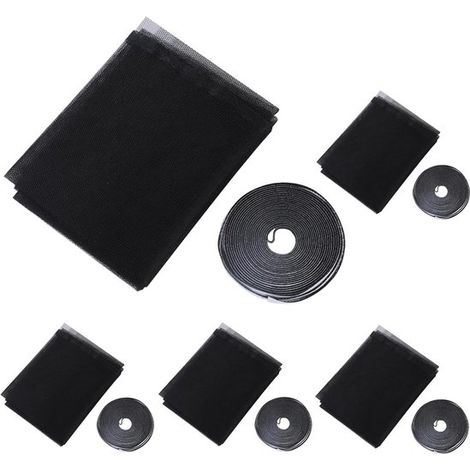 Moustiquaires de fenêtre 3 pièces 150 x 200 cm – Filets anti-insectes et anti-mouches avec Velcro autocollant – Moustiquaires réglables pour fenêtre – Noir (1/5)