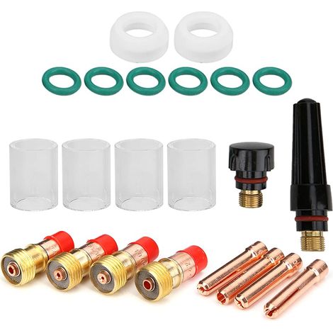 Lot de 23 capuchons arrière de corps de pince à gaz TIG, tasse en verre 10 pour torche de soudage TIG W (1/5)