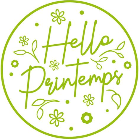 STICKER POUR VITRINE HELLO PRINTEMPS (PRINTEMPS007).- Vert tilleul - 40 x 40 cm