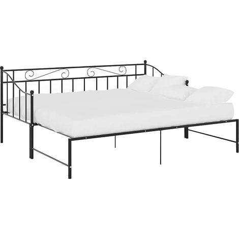 Maison Exclusive - Telaio Divano Letto Estraibile Nero in Metallo 90x200 cm (1/5)