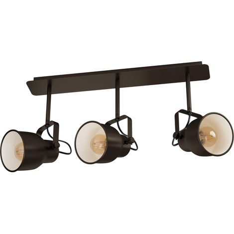 Plafonnier Mitchley, lampe de plafond 3 flammes vintage, industriel (1/4)