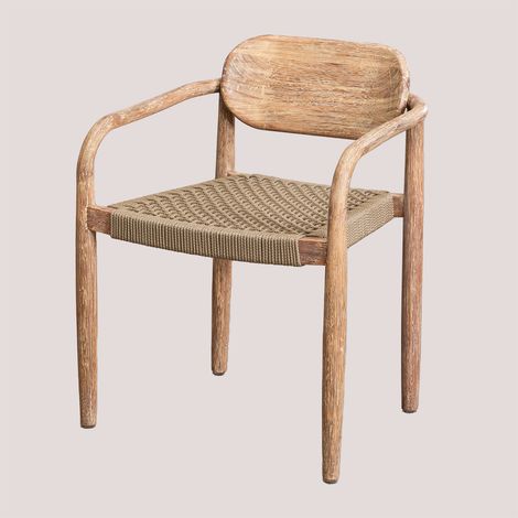SKLUM Gartenstuhl mit Armlehnen aus Naele-Holz Braun Weizen                                  