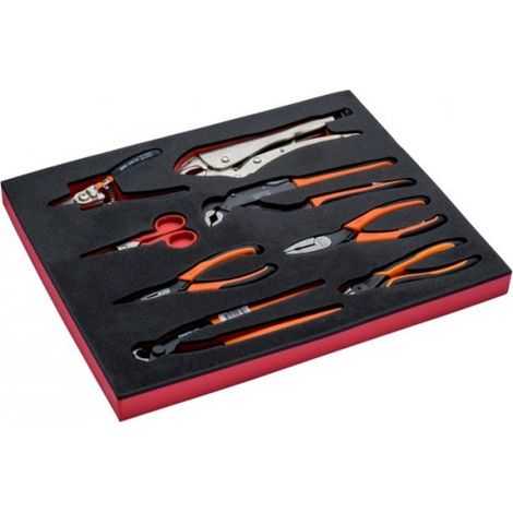 Set de pinces Bahco 8 pièces insert mousse système poussoir