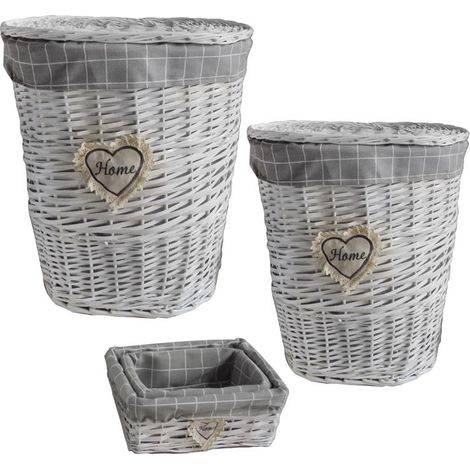 SWEET SET 2 CESTI RETTANGOLARI GRIGI E 2 CESTI ROTONDI GRANDI