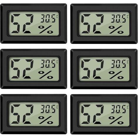 (6 STÜCK) Mini Digital LCD Thermometer Hygrometer Temperatur Feuchtigkeit -5070℃ 10%99% RH Tragbares Thermometer Thermo Hygrometer Anzeige (1/5)