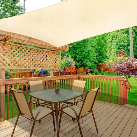 Voile d'ombrage rectangulaire IMPREC, protection solaire 98% anti-UV, toile de store pour terrasse, jardin, pelouse et activités extérieures, taille 2,5x3m, couleur beige. (1/5)