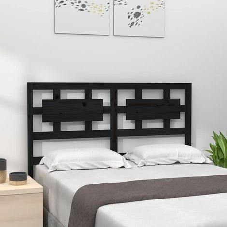 vidaXL Cabecero de cama madera maciza de pino negro 125,5x4x100 cm (1/5)