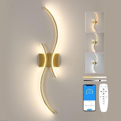 Applique Murale Interieur, 32W Moderne Lampe Murale Dimmable Cuivré (1/5)