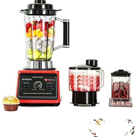 Extracteur de jus et robot culinaire, capacité 3L + 1.5L + 0.5L, tension nominale 220V, réglage variable à 15 vitesses, dimensions 39,5 x 21,5 x 41,7 cm, matériau plastique (1/5)