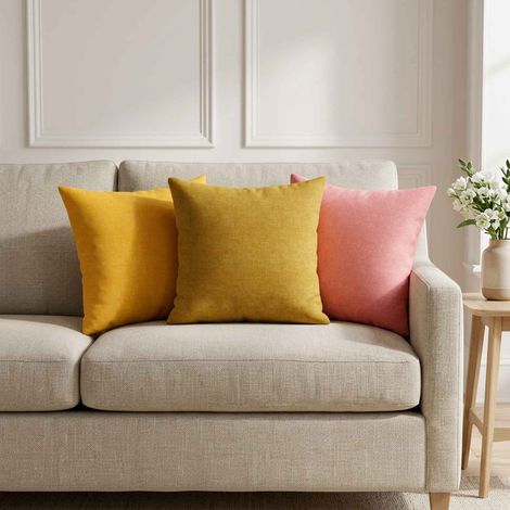 vidaXL Coussin avec oreiller HEERLEN 6 pc Jaune clair Tissu (1/5)