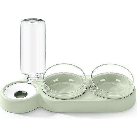 Gamelles pour chats et chiens, inclinables, avec abreuvoir automatique - Vertes (1/5)