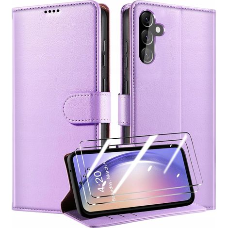 Custodia a libro per Samsung A54 5G + 2 vetri viola qhohq rfid (1/2)
