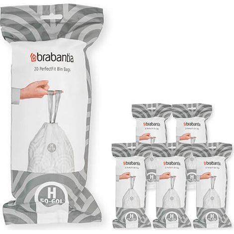 Brabantia PerfectFit Bags H 50-60 litre Multipack of 120 bags 6x20