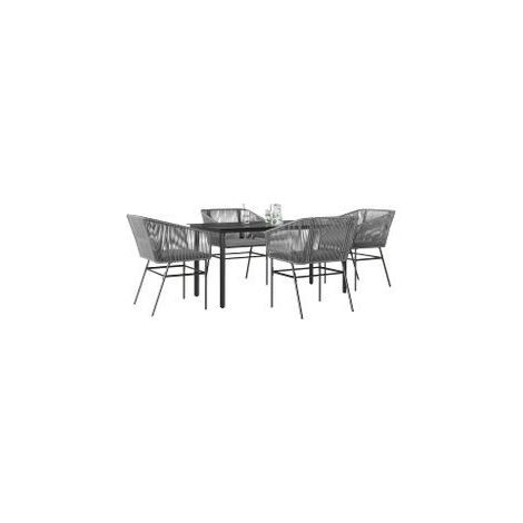 Ensemble à manger jardin coussins 5 pcs gris poly rotin verre (1/5)