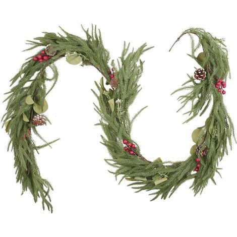 Weihnachtsgirlande 1,8m realistisch mit Tannenzapfen und Beeren