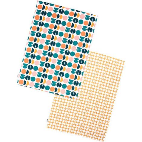 Dexam Recycled Cotton Retro Spot Set of 2 Tea Towels Teal (1/3)