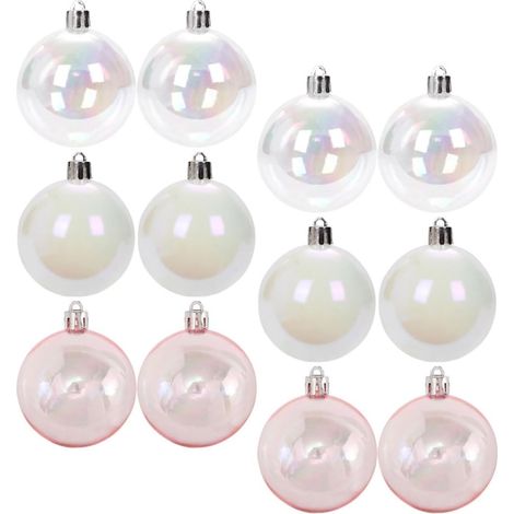 12 Pièces Boules de Noël en Plastique Transparentes et Colorées, Décorations Suspendues Faciles à Accrocher, Résistantes pour Fêtes et Décorations de Sapin (1/5)