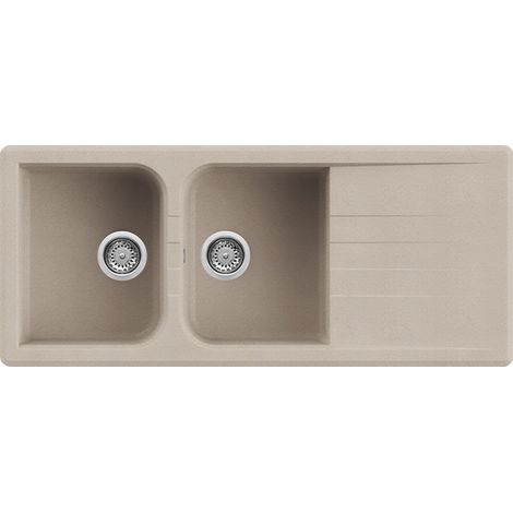 Lavello Quareco incasso 2 vasche con gocciolatoio 116x50 Prime 116 Granito Avena QLP116AV