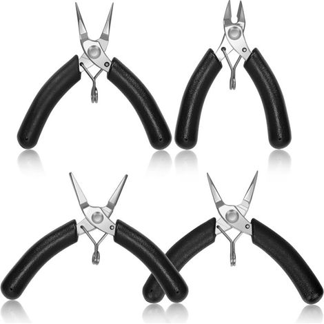 Set de 4 Pinces à Nez et Outils de Bijouterie 3,5 Pouces avec Couteau Latéral pour Fabrication Artisanale (1/5)