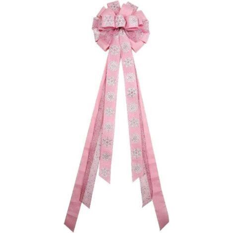 Nœuds en forme de flocons de neige pour sapin de Noël, 33 x 113 cm, nœuds en toile de jute, décoration de fête de Noël pour intérieur et extérieur, dîner de Noël, cheminée