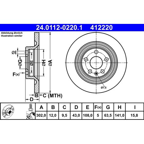 Lot de 2 Disques de frein ATE 24.0112-0220.1 VOLVO 31423721